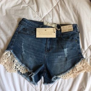 Altar’d State Lace detail Jean Shorts
